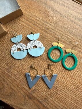 3 pairs of Handmade Polymer clay earrings